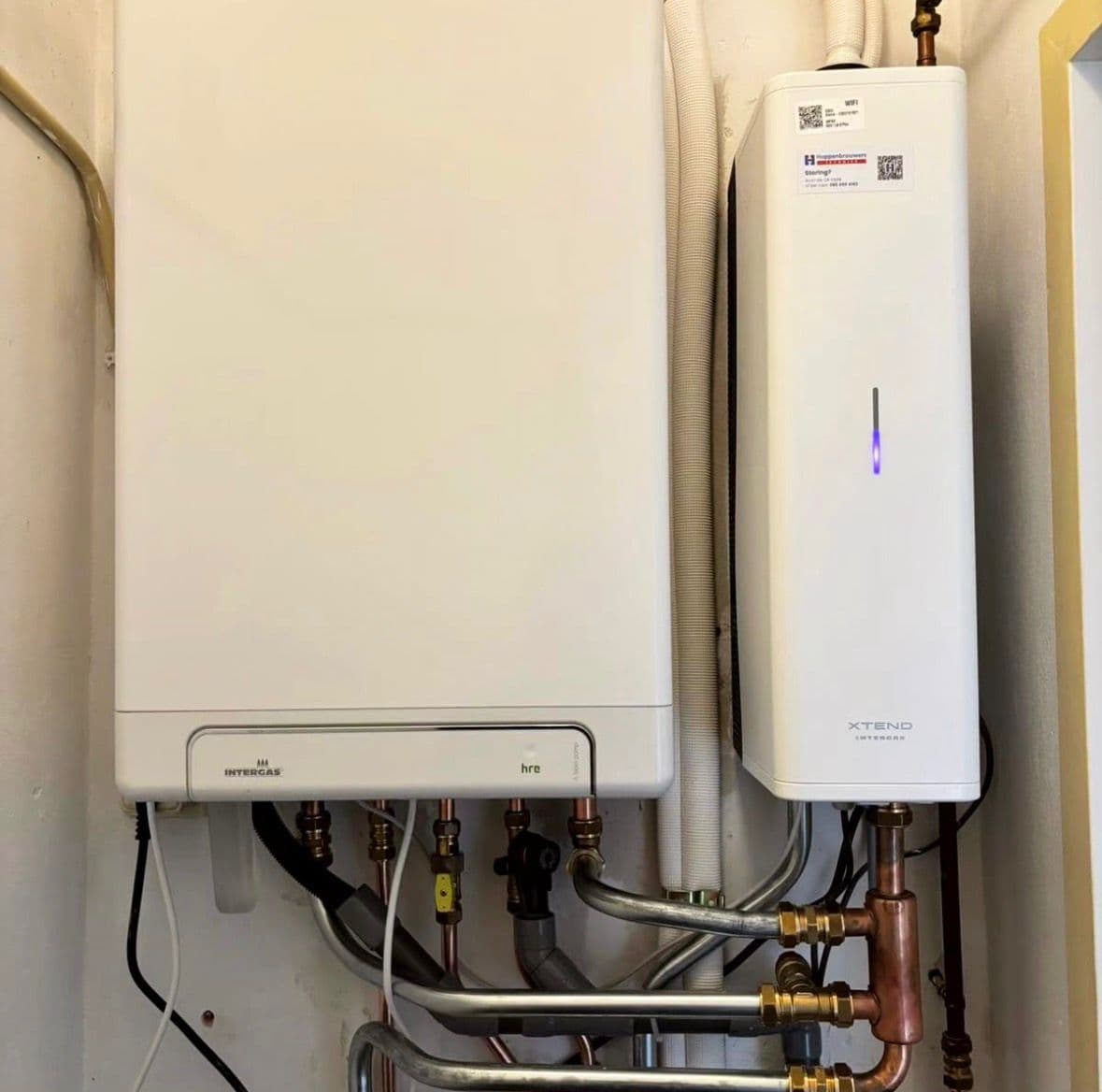 Hybride opstelling Intergas HRE ketel met XTEND warmtepomp